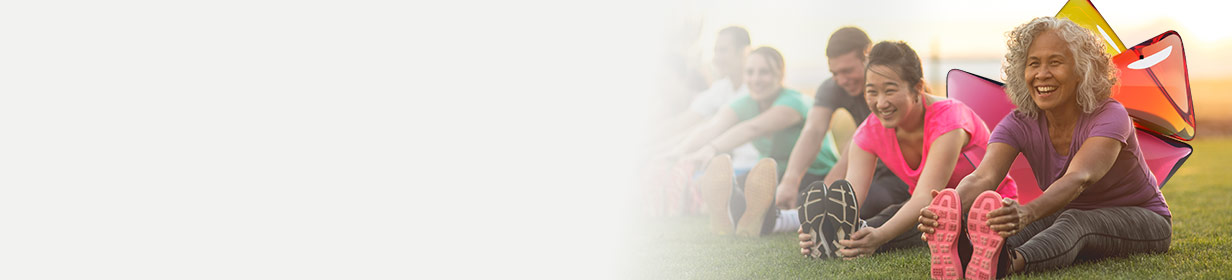People in fitness gear outside