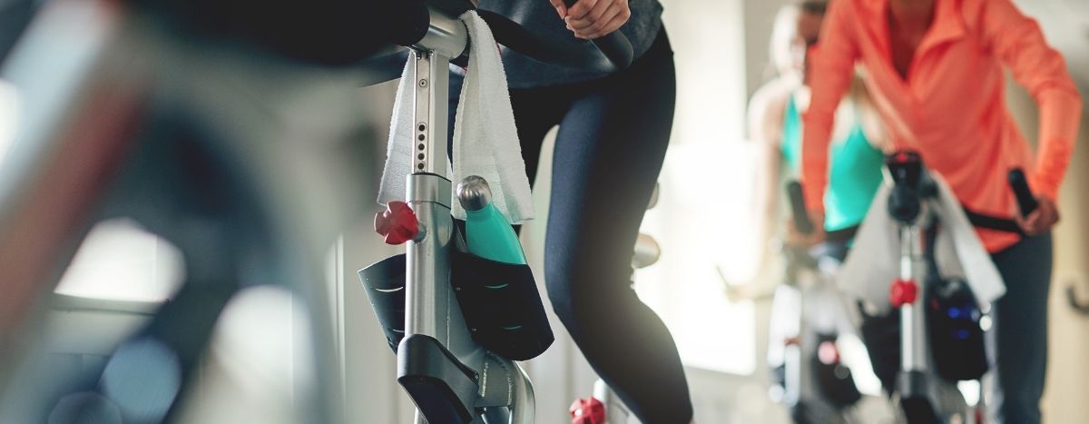 Spin class in a gym