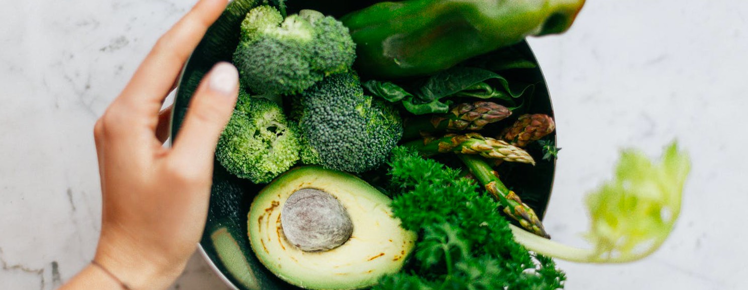 A bowl of green vegetables