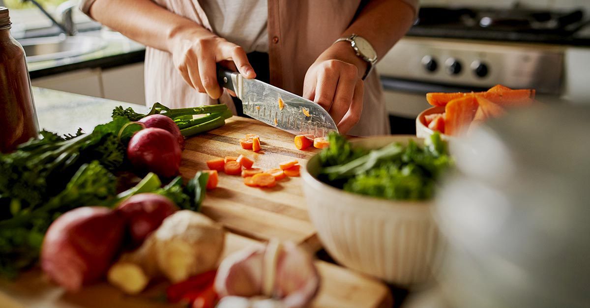 Marika Day prepares healthy food in her kitchen