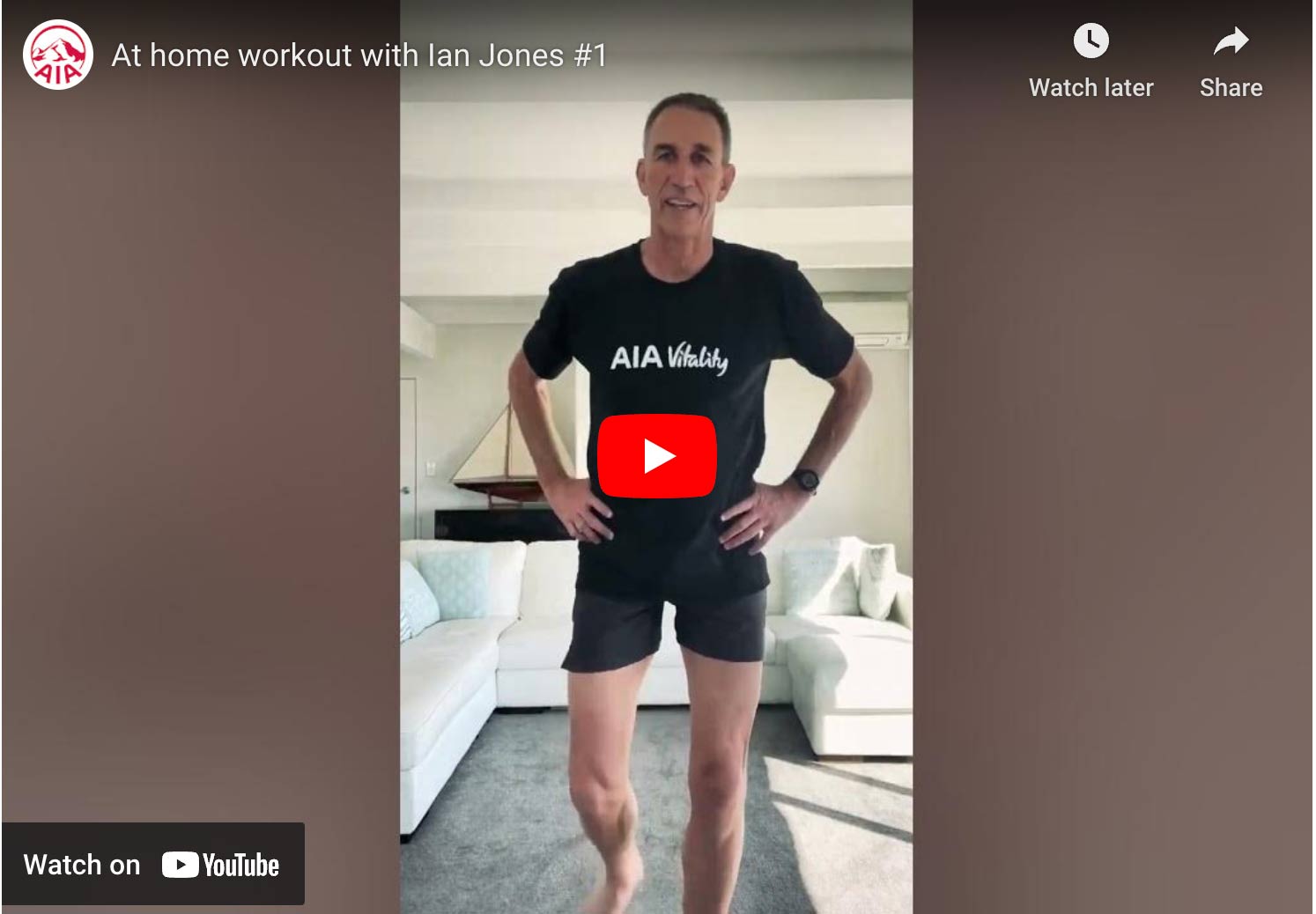 Watch on Youtube - AIA Vitality Ambassador Ian Jones Workout #1