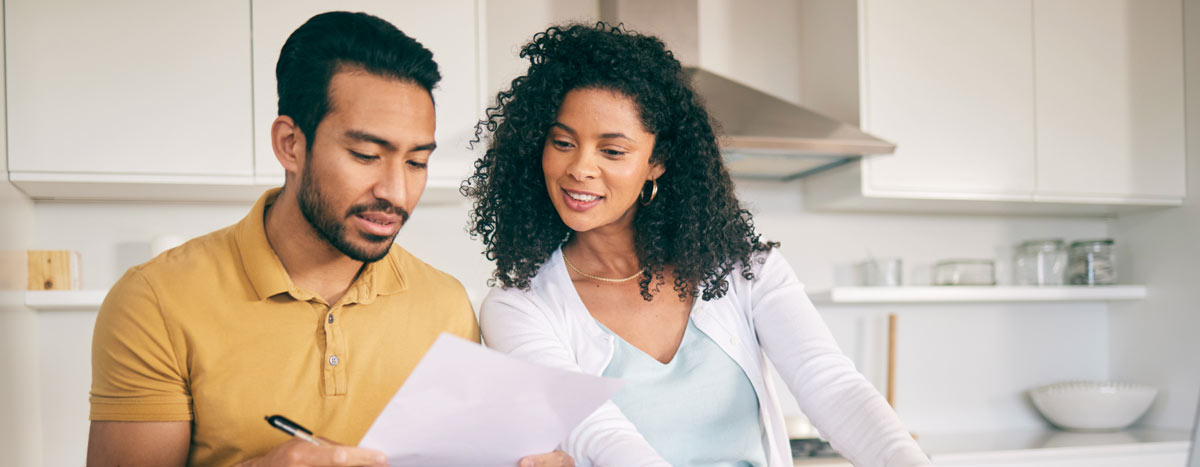 A couple reviewing their finances