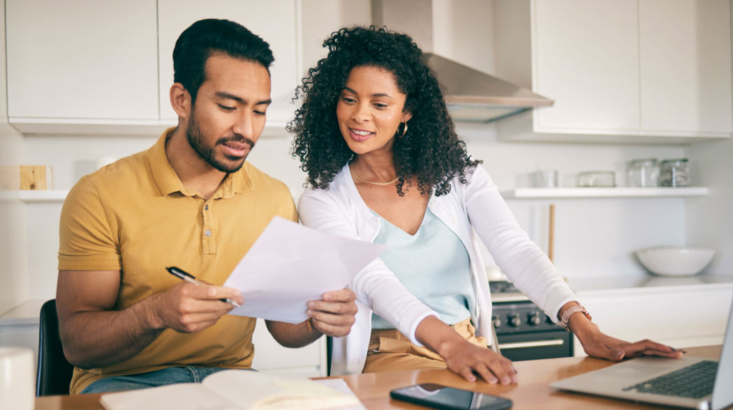 A couple reviewing their finances