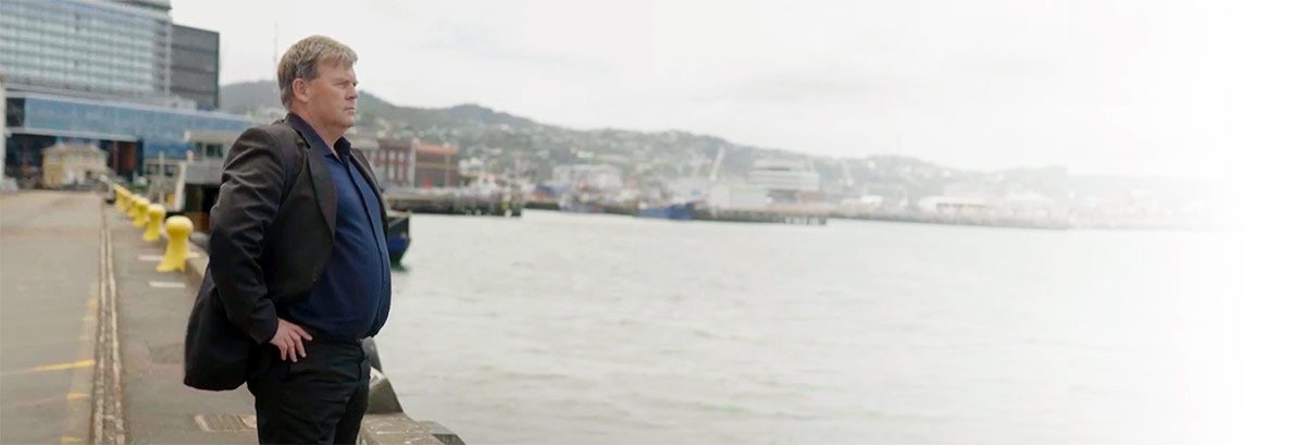 Wayne looks out at the ocean